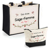 Cabas femme sac plage ou shopping tote bag pochette trousse Idée cadeau original pour anniversaire Noël travail départ retraite collègue famille fete des mères maman mamie