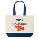 Sac de shopping bleu Merci Snowboardeur Génial