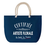 Sac de plage Bleu anse corde Certifiée meilleure Artiste Florale