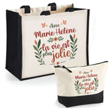 Sac Fête des Mères Mamie Famille Idée Cadeau anniversaire Noël Travail Boulot Métier Départ Retraite Collègue Femme cabas shopping plage