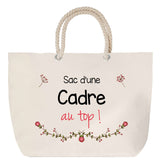 Sac Fête des Mères Mamie Famille Idée Cadeau anniversaire Noël Travail Boulot Métier Départ Retraite Collègue Femme cabas shopping plage