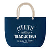Sac de plage Bleu anse corde Certifié meilleur Traducteur