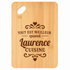 Planche bambou gravée personnalisée femme idée cadeau Fête des Mères apéro 30×20 prénom cuisine plateau fromage anniversaire noel maman mamie
