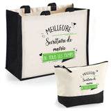 Cabas femme sac plage ou shopping tote bag pochette trousse Idée cadeau original pour anniversaire Noël travail départ retraite collègue famille fete des mères maman mamie
