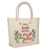 Sac Fête des Mères Mamie Famille Idée Cadeau anniversaire Noël Travail Boulot Métier Départ Retraite Collègue Femme cabas shopping plage
