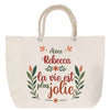 Sac Fête des Mères Mamie Famille Idée Cadeau anniversaire Noël Travail Boulot Métier Départ Retraite Collègue Femme cabas shopping plage