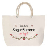 Sac Fête des Mères Mamie Famille Idée Cadeau anniversaire Noël Travail Boulot Métier Départ Retraite Collègue Femme cabas shopping plage