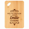 Planche bambou gravée personnalisée femme idée cadeau Fête des Mères apéro 30×20 prénom cuisine plateau fromage anniversaire noel maman mamie