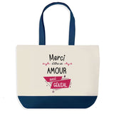 Sac de shopping bleu Merci Amour Géniale