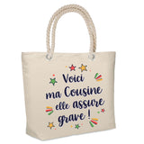 Sac Fête des Mères Mamie Famille Idée Cadeau anniversaire Noël Travail Boulot Métier Départ Retraite Collègue Femme cabas shopping plage