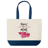 Sac de shopping bleu Merci Mémé Géniale