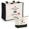 Cabas femme sac plage ou shopping tote bag pochette trousse Idée cadeau original pour anniversaire Noël travail départ retraite collègue famille fete des mères maman mamie