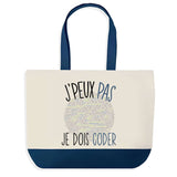 Sac de shopping bleu J'peux pas Coder Codeur Coding