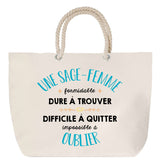 Sac Fête des Mères Mamie Famille Idée Cadeau anniversaire Noël Travail Boulot Métier Départ Retraite Collègue Femme cabas shopping plage