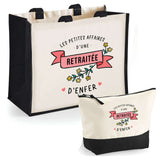 Cabas femme sac plage ou shopping tote bag pochette trousse Idée cadeau original pour anniversaire Noël travail départ retraite collègue famille fete des mères maman mamie