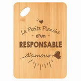 Planche bambou gravée personnalisée homme idée cadeau Fête des Pères apéro 30×20 prénom cuisine plateau fromage anniversaire noel papa papi 