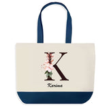 Sac de shopping bleu Karima Lettre Fleur