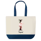 Sac de shopping bleu Ingrid Lettre Fleur