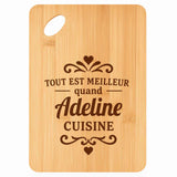 Planche bambou gravée personnalisée femme idée cadeau Fête des Mères apéro 30×20 prénom cuisine plateau fromage anniversaire noel maman mamie