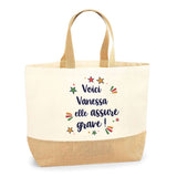 Sac Jute Fête des Mères Fêtes des Pères Mamie Papi Famille Idée Cadeau anniversaire Noël Travail Boulot Métier Départ Retraite Collègue Femme Homme