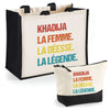 Cabas femme sac plage ou shopping tote bag pochette trousse Idée cadeau original pour anniversaire Noël travail départ retraite collègue famille fete des mères maman mamie