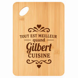 Planche bambou gravée personnalisée homme idée cadeau Fête des Pères apéro 30×20 prénom cuisine plateau fromage anniversaire noel papa papi 