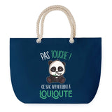 Sac de Plage Bleu avec Anse Corde Louloute Pas Touche Panda