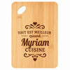 Planche bambou gravée personnalisée femme idée cadeau Fête des Mères apéro 30×20 prénom cuisine plateau fromage anniversaire noel maman mamie