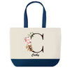 Sac de shopping bleu Cathy Lettre Fleur