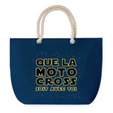 Sac de plage Bleu anse corde Moto Cross soit avec toi