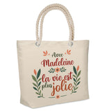 Sac Fête des Mères Mamie Famille Idée Cadeau anniversaire Noël Travail Boulot Métier Départ Retraite Collègue Femme cabas shopping plage