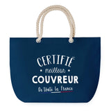 Sac de plage Bleu anse corde Certifié meilleur Couvreur