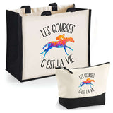 Cabas homme ou femme sac plage ou shopping tote bag pochette trousse Idée cadeau original pour anniversaire Noël travail départ retraite collègue famille fete des mères fetes des pères papa maman mamie papi
