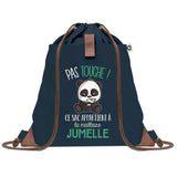 Sac à Dos Bleu avec Pochette Jumelle Pas Touche Panda