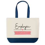 Sac de shopping bleu Employée en Vacances