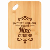 Planche bambou gravée personnalisée homme idée cadeau Fête des Pères apéro 30×20 prénom cuisine plateau fromage anniversaire noel papa papi 