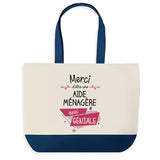 Sac de shopping bleu Merci Aide-Ménagère Géniale