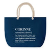Sac de plage Bleu anse corde Corinne Définition Femme