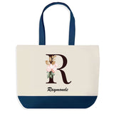 Sac de shopping bleu Raymonde Lettre Fleur