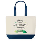 Sac de shopping bleu Merci Aide-Soignant Inoubliable Homme