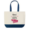 Sac de shopping bleu Merci Cheffe Géniale