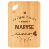 Planche bambou gravée personnalisée femme idée cadeau Fête des Mères apéro 30×20 prénom cuisine plateau fromage anniversaire noel maman mamie