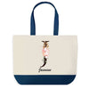 Sac de shopping bleu Jasmine Lettre Fleur