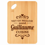 Planche bambou gravée personnalisée homme idée cadeau Fête des Pères apéro 30×20 prénom cuisine plateau fromage anniversaire noel papa papi 
