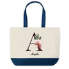 Sac de shopping bleu Angèle Lettre Fleur