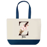 Sac de shopping bleu Zélie Lettre Fleur