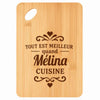 Planche bambou gravée personnalisée femme idée cadeau Fête des Mères apéro 30×20 prénom cuisine plateau fromage anniversaire noel maman mamie