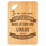 Planche bambou gravée personnalisée femme idée cadeau Fête des Mères apéro 30×20 prénom cuisine plateau fromage anniversaire noel maman mamie