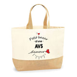 Sac Jute Fête des Mères Fêtes des Pères Mamie Papi Famille Idée Cadeau anniversaire Noël Travail Boulot Métier Départ Retraite Collègue Femme Homme