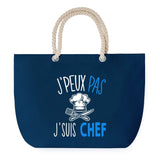 Sac de Plage Bleu avec Anse Corde J'peux Pas Chef Cuisine
